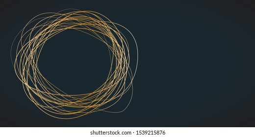 gold round frame on black background