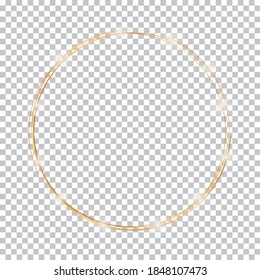 gold round frame on transparent background