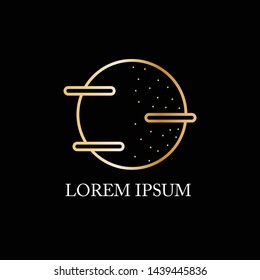 Gold round frame on a white background. Golden Label, logo design element. Vector illustration