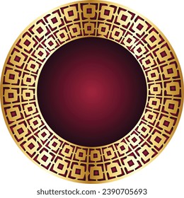 Goldener Rundrahmen für ein Bild auf schwarzem Hintergrund. Leerzeichen für Bild, Bild, Karte oder Foto. 3d realistische moderne Kreisvorlage Vektorgrafik. Einfaches goldenes Objekt verspottet.
