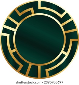 Gold round frame for picture on black background. Blank space for picture, painting, card or photo. 3d realistic modern circle template vector illustration. Simple golden object mockup.
