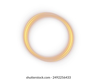 Gold round frame png. Round shape borders on white background.	