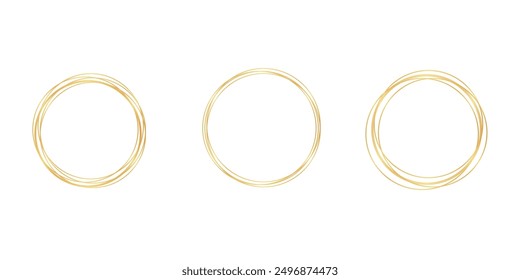 Gold round frame png. Round shape borders on white background.	Light golden Twirl. Curve light effect of golden line. Luminous golden circle. Light gold pedistal, podium, platform, table. Vector PNG. 
