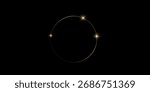 Gold round frame. Gold ring design with sparkling stars. Vector modern