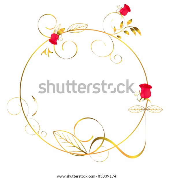 Gold Round Frame Roses Stock Vector (Royalty Free) 83839174
