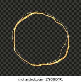 Gold round frame with sequins isolated on transparent background. Vector illustration