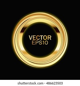 Gold round frame. Space for your message. Abstract ring background
