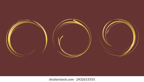 Gold round frame. Unique line circle design