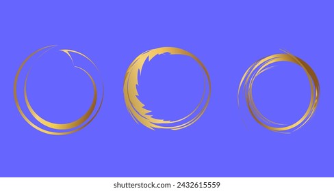 Marco redondo dorado. Diseño de círculo de línea único