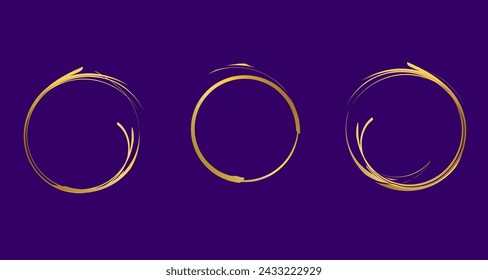 Gold round frame. Unique line gold ring design