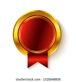 Gold round medal with shadow