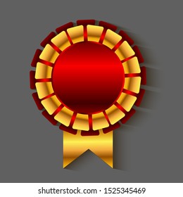 Gold round medal with shadow