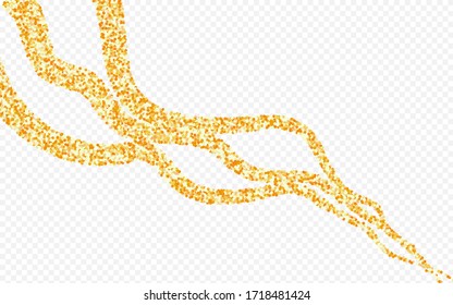 Fondo transparente de papel redondo dorado. Patrón de brillo festivo. Fondo del Glamour de las Lluvias Amarillas. Postal brillante Confetti.