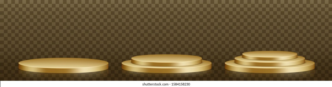 Gold Round Podiums Set On Transparent