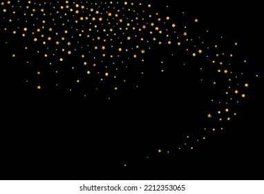 Fondo negro de vectores ricos en oro. Postal estrella abstracta. Tarjeta Brillante de Constelación Dorada. Fondo de vacaciones de lluvia.