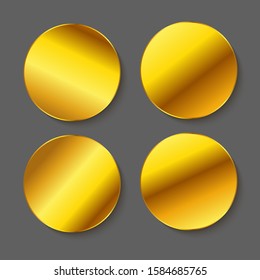 Gold round with shadow stickers isolated