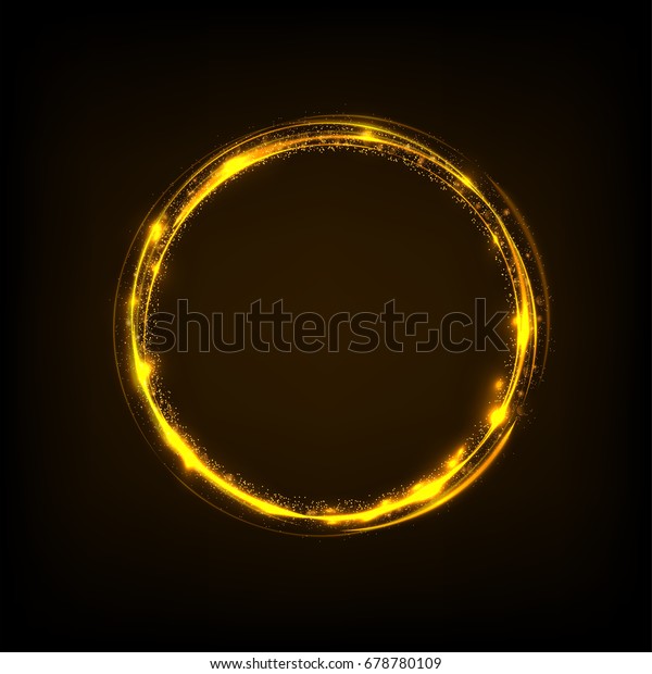 きらめく粒子を持つ金色の丸 金色のライトフレーム ベクターイラスト のベクター画像素材 ロイヤリティフリー