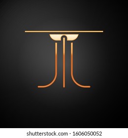 Gold Round table icon isolated on black background.  Vector Illustration