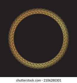 gold round vector frame - circle banner on dark background	