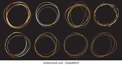 gold round vector frame - circle banner on dark background	