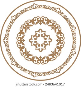 Gold round vector Kazakh national ornament, persian motiff. Abstract Asian element of the national pattern of the ancient nomads of the Kazakhs, Kyrgyz, Mongol, Tatars, Uzbek, Tajik, Kalmyk, Buryats. 