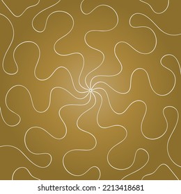 Gold rounded wave line, psychedelic effect illustration