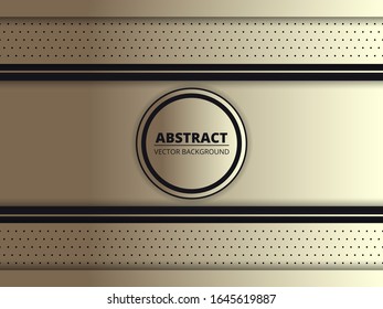 Fondo real y abstracto dorado con un círculo y marcos dorados para el nombre de su marca en el medio. Banner moderno de lujo, tecnología de fondo futurista.