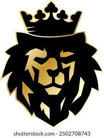 gold royal crown emblem with lion