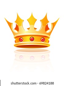 gold royal crown. Vector illustration isolated on white background