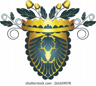 Gold royal heraldic emblem - vector illustration.