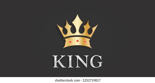 Gold royal king crown vector symbol illustration logo