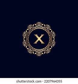 GOLD ROYAL LOGO BEAUTY LUXURY LETTER X