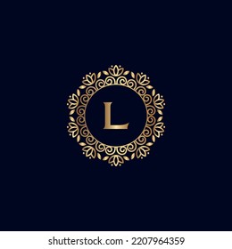 GOLD ROYAL LOGO BEAUTY LUXURY LETTER L