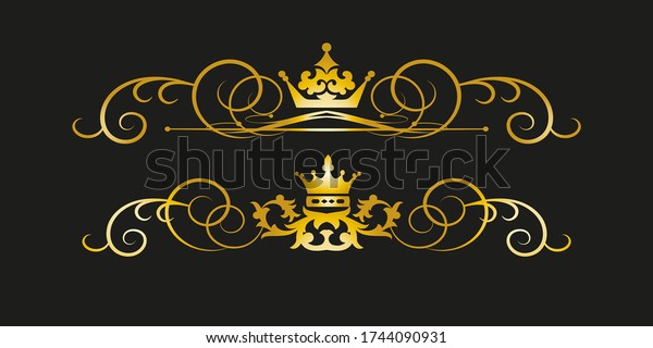Gold\
Royal ornaments on a black background vector\
image