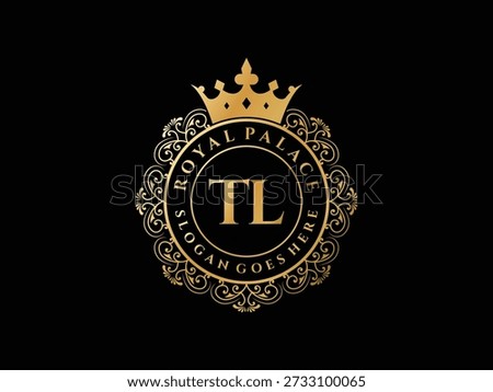 Gold royal palace logo featuring crown, ornamental frame, and letters TL against black.