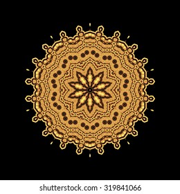 A gold royal pattern for the card or invitation with Islam, Arabic, Indian or ottoman motifs.