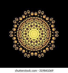 A gold royal pattern for the card or invitation with Islam, Arabic, Indian or ottoman motifs.