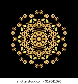 A gold royal pattern for the card or invitation with Islam, Arabic, Indian or ottoman motifs.
