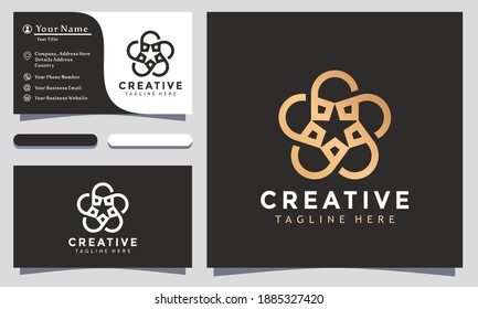 Diseño de logotipo creativo Gold Royal Star ilustración vectorial, elegante minimalista, plantilla moderna de tarjeta de empresa