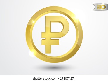 Gold Ruble Sign