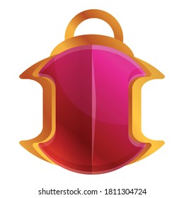 Icono de amuleto de rubí de oro. Caricatura del ícono vector del amuleto del rubí dorado para el diseño web aislado en fondo blanco