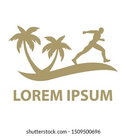 gold runner and dune with palms, logo template