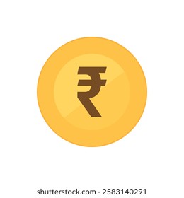 Gold Rupee coin. Flat vector icon isolated on a white background