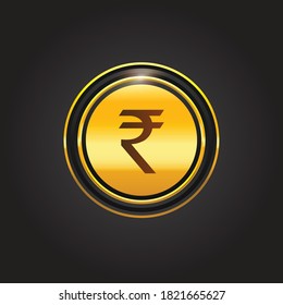 A gold rupee currency coin, rupee money for app symbol, simple, currency digital rupee coin for financial concept, vector