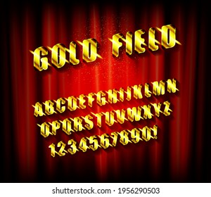 Tipo de letra Gold Express. Ilustración del vector