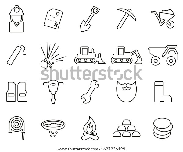 Gold Rush Gold Mining Icons Black Stock Vector (Royalty Free ...