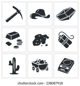 Gold rush Vector Icons Set
