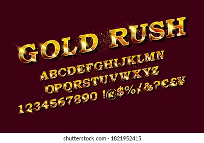 Letra de la etiqueta de whisky Gold Rush con diseño de ejemplo. Ideal para cualquier diseño de estilo vintage. Vector.