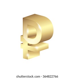 Gold Rusia rouble currency symbol