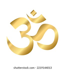 Gold Sacred OM sign on white background.
Om or Aum Indian sacred sound. indian Diwali spiritual sign Om.